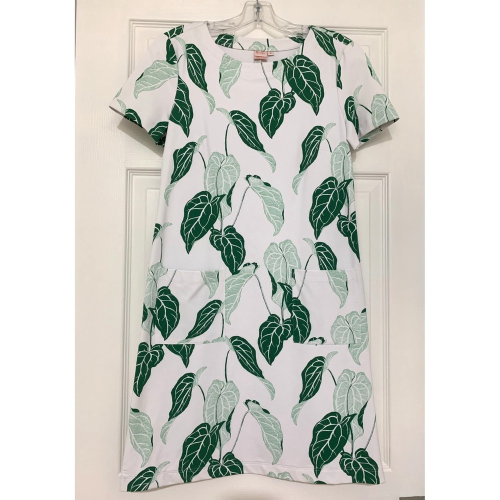NWOT‎ Persifor T-shirt Shift Dress Tropical Leaves Pockets Small 0 2 4